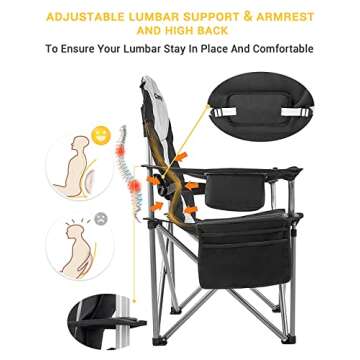 KingCamp Heated Camping Chair with Lumbar Support, Oversized