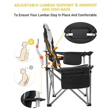 KingCamp Heated Camping Chair with Lumbar Support, Oversized