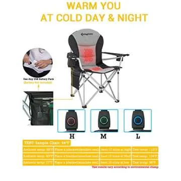 KingCamp Heated Camping Chair with Lumbar Support, Oversized