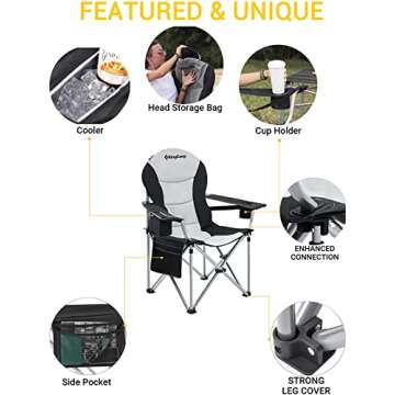 KingCamp Heated Camping Chair with Lumbar Support, Oversized