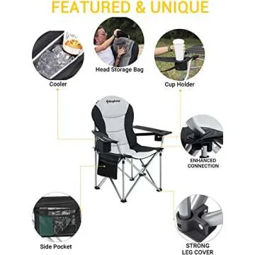 KingCamp Heated Camping Chair with Lumbar Support, Oversized