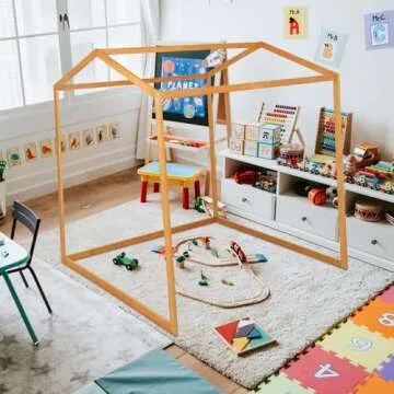 Sonwyoung Wooden Playhouse for Kids Indoor Outdoor Montessori Wooden and Waldorf Style Fort Playhouse Frame for Toddlers Children ECC Early Childhood Day Care, Preschool Playroom