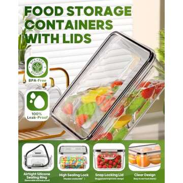 KEMETHY 60 PCS Food Storage Containers Set - BPA-Free & Leak-Proof