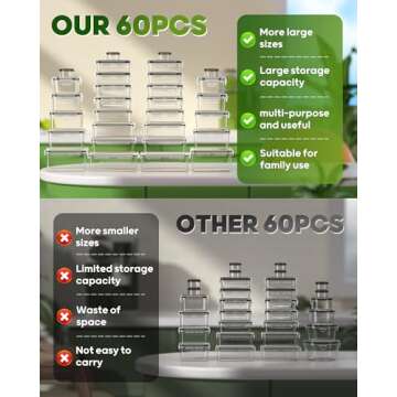 KEMETHY 60 PCS Food Storage Containers Set - BPA-Free & Leak-Proof