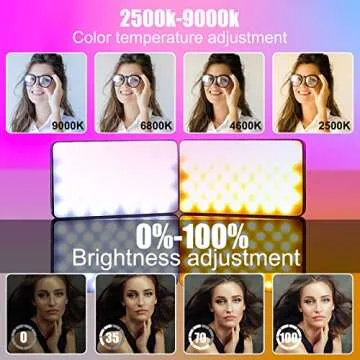 RGB LED Video Light Live Streaming Video Portable Camera Lights with 0-360 Full Color CRI 95+ 2500-9000K 3100mAh Rechargeable LED DSLR Lighting for Photography, Vlogging, Video Conference