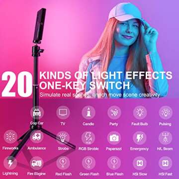 RGB LED Video Light Live Streaming Video Portable Camera Lights with 0-360 Full Color CRI 95+ 2500-9000K 3100mAh Rechargeable LED DSLR Lighting for Photography, Vlogging, Video Conference