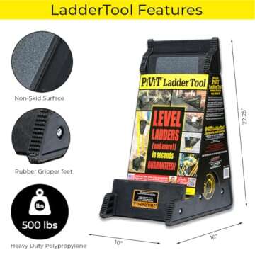 USA Made Original PiViT® LadderTool: Multi-Use Ladder Leveling Tool by ProVisionTools, Inc.™ Recognized Safety Record Spanning 27 Years.