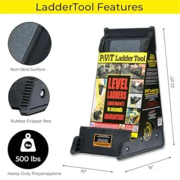 USA Made Original PiViT® LadderTool: Multi-Use Ladder Leveling Tool by ProVisionTools, Inc.™ Recognized Safety Record Spanning 27 Years.