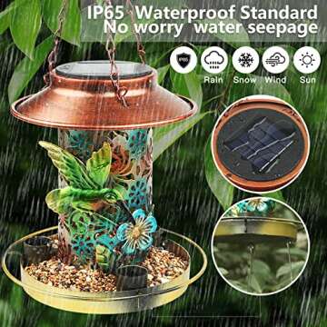 2022 Upgraded Solar Bird Feeder for Outside Hunging,Colorful Painting Metal Waterproof,Wild Bird Feeders,Cardinals Feeders,Lantern Light,Garden Backyard Decoration,Gifts for Bird Lovers