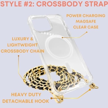 Stylish MagSafe Clear Case + Luxury Chain for iPhone 15