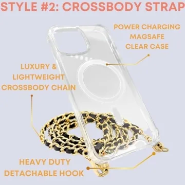 Stylish MagSafe Clear Case + Luxury Chain for iPhone 15