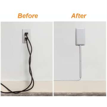 Sleek Socket No Shock Child Protector, Outlet & Plug Concealer with Protective Cord Clips, 8-Foot Fl...