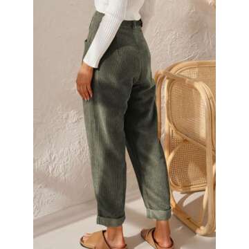 EVALESS Women's Pants Casual High Waisted Straight Leg Corduroy Pants for Women 2024 Trendy Loose Co...