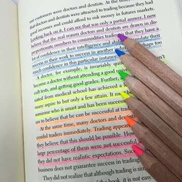 Stubby Pencil Studio Eco Highlighter Pencils - Set of 6 Neon Colors with a Jumbo Sharpener - Bible Highlighters - Wooden Highlighters Will Not Bleed or Dry Out