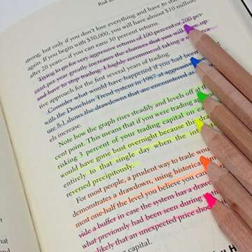 Stubby Pencil Studio Eco Highlighter Pencils - Set of 6 Neon Colors with a Jumbo Sharpener - Bible Highlighters - Wooden Highlighters Will Not Bleed or Dry Out