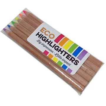 Stubby Pencil Studio Eco Highlighter Pencils - Set of 6 Neon Colors with a Jumbo Sharpener - Bible Highlighters - Wooden Highlighters Will Not Bleed or Dry Out