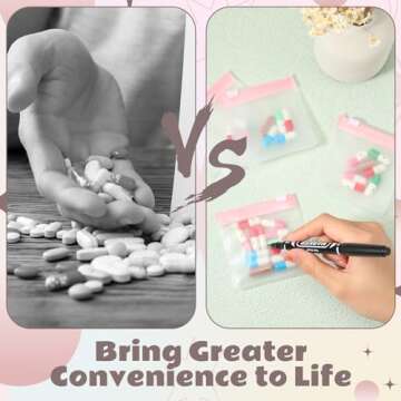 24 Pieces Pink Pill Organizer Pouch Set for Travel