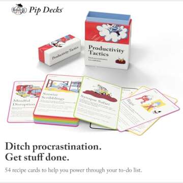 Pip Decks Productivity Tactics Card Deck - 54 Cards for Enhanced Focus and Motivation