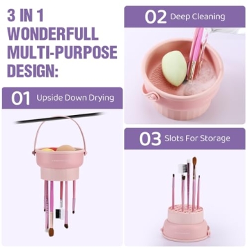 Makeup Brush Cleaner Mat 3-in-1 Silicone Tool Organizer