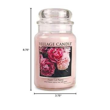 Village Candle Fresh Cut Peony Large Glass Apothecary Jar, Scented Candle, 21.25 oz.