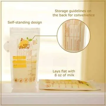 Baby Lemon Breastmilk Storage Bags - Leak Proof & Safe