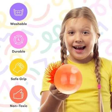 Kicko Puffer Balls - Assorted Colors, Spiky Balls for Kids, Sensory Game, Stress Relief - 5.5'' - 6 Pack