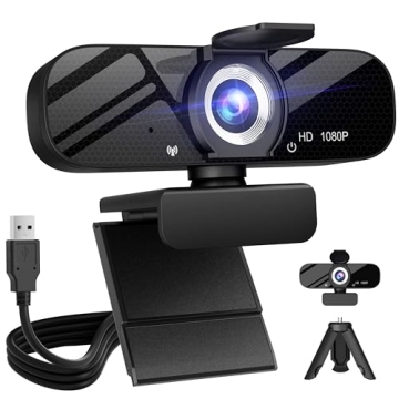 Full HD Webcam with Microphone & Tripod - 1080P Wide Angle