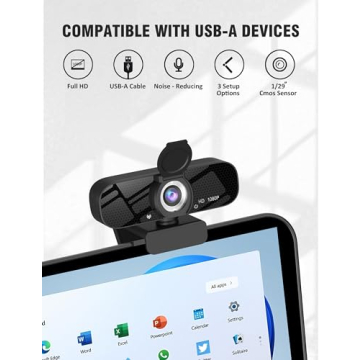 1080P Full HD Webcam with Tripod & Privacy Cover