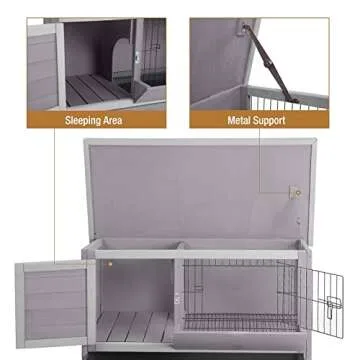 Rabbit Hutch Indoor Cage with Pull Out Tray and Metal Wire