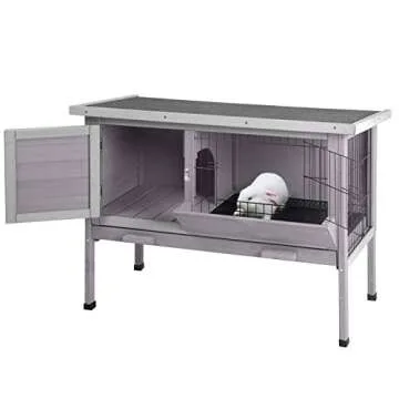Rabbit Hutch Indoor Cage with Pull Out Tray and Metal Wire