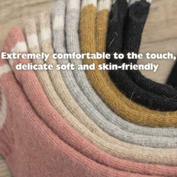 IIG 5 Pairs Women's Vintage Style Thick Wool Warm Winter Crew Socks (Cozy striped 01-5 Pairs)