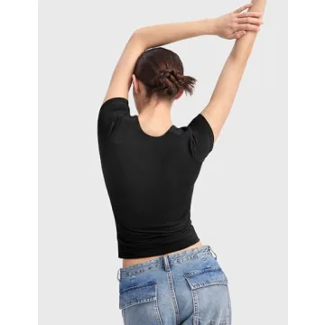 PUMIEY Stylish Square Neck Short Sleeve T-Shirt