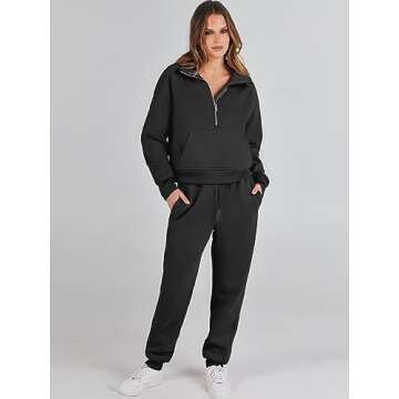 ANRABESS Womens 2 Piece Outfits Sweatsuit Zip Up Sweatshirt Jogger Sweatpants Matching Lounge Set 20...