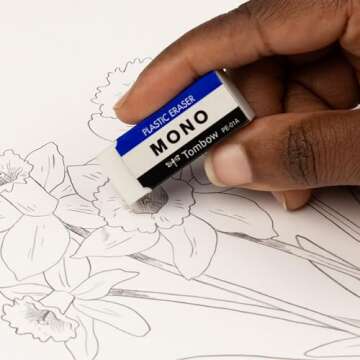 Tombow 57321 MONO Eraser, White, Small, 5-Pack. Cleanly Removes Marks Without Damaging Paper