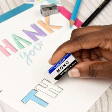 Tombow 57321 MONO Eraser, White, Small, 5-Pack. Cleanly Removes Marks Without Damaging Paper