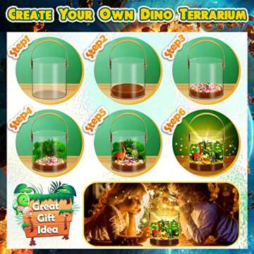 Light-Up Dinosaur Terrarium Kit for Kids and Dino Egg Dig Kit, Kids Birthday Gifts for Kids, Dinosaur Toys for Kids Ages 3-12, Kids Science Kits, Craft Kits and Creative Gifts for Kids 4 5 6 7 8 9 10