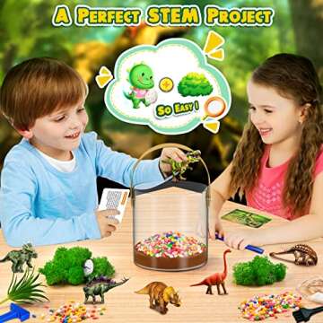 Light-Up Dinosaur Terrarium Kit for Kids and Dino Egg Dig Kit, Kids Birthday Gifts for Kids, Dinosaur Toys for Kids Ages 3-12, Kids Science Kits, Craft Kits and Creative Gifts for Kids 4 5 6 7 8 9 10