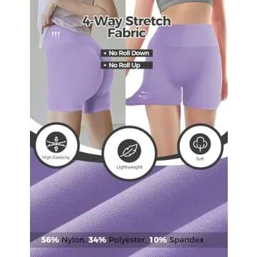 Lilac Gym Shorts Women, Seamless Scrunch Butt Booty Lifting Workout Shorts, High-Waisted Stretchy Yoga Leggings Athletic Shorts Pants for Squat Proof Contour Fitness Muscle Sport Running Biker Active