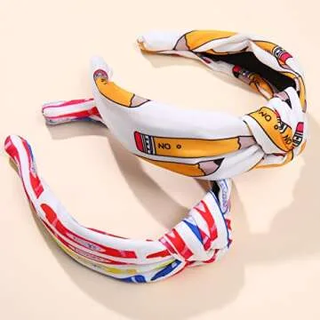 Stylish Teacher Headbands with Pencil Patterns for Women