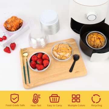 LNYZQUS 4” Small Cake Tins with Lids 50 Pack, Foil Mini Cake Pans,8oz Disposable Ramekins Creme Br...