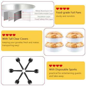 LNYZQUS 4” Small Cake Tins with Lids 50 Pack, Foil Mini Cake Pans,8oz Disposable Ramekins Creme Brulee Baking Cups Individual Mini Pie Contaniers Holders for Wedding Party-White