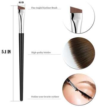 Fine Angled Eyeliner Brush, JASSINS Ultra thin Precision EyeLiner Makeup Brushes Set, Fine Point Eye...