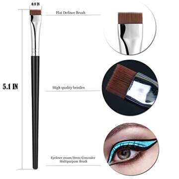 Fine Angled Eyeliner Brush, JASSINS Ultra thin Precision EyeLiner Makeup Brushes Set, Fine Point Eyeliner Brush, Synthetic Bristles Eye Makeup Tool (3 Pcs)