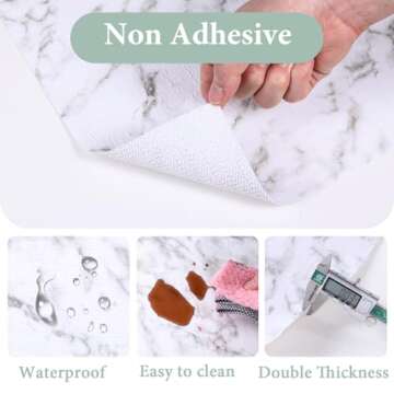 Drawer and Shelf Liner for Kitchen Cabinet: 12 in X 30 Ft Non Slip Waterproof Shelf Paper Non Adhesi...