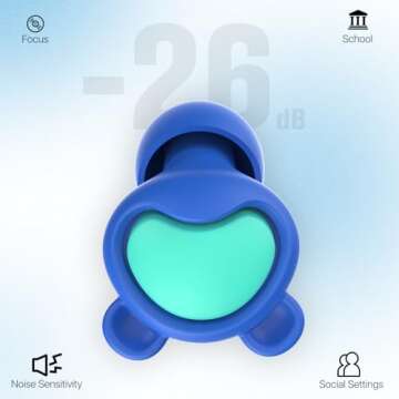 Ear Plugs for Kids (6-12 yrs) & Adults with Small Ear Canal - Noise Reduction Earplugs for Airplane,...