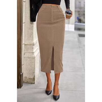 PRETTYGARDEN Women's Trendy Fall Pencil Skirt with Slit
