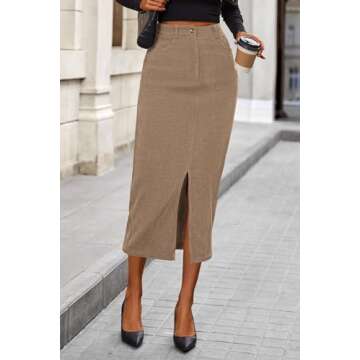 PRETTYGARDEN Women's Trendy Fall Pencil Skirt with Slit