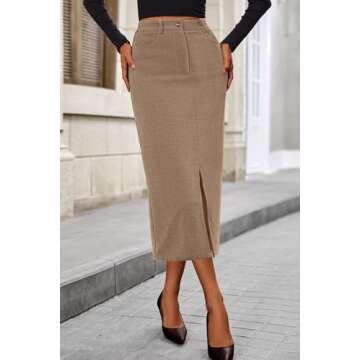 PRETTYGARDEN Women's Trendy Fall Pencil Skirt with Slit
