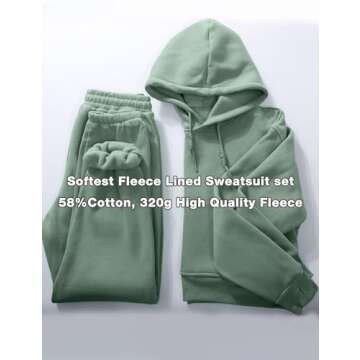 Flygo Womens Fleece 2 Piece Outfits Sweatsuit Crop Pullover Sweatshirt Joggers Pants Tracksuit Set(BeanGreen-M)