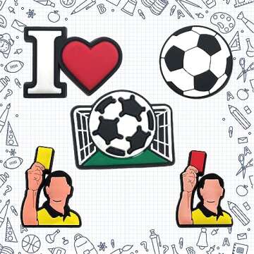 BULKITEM 25PCS Soccer Theme Shoe Decoration Charms, Soccer Gifts,Sports Soccer Shoe Charms Accessories Decorations for Boy Girl Women Men Teens Adults